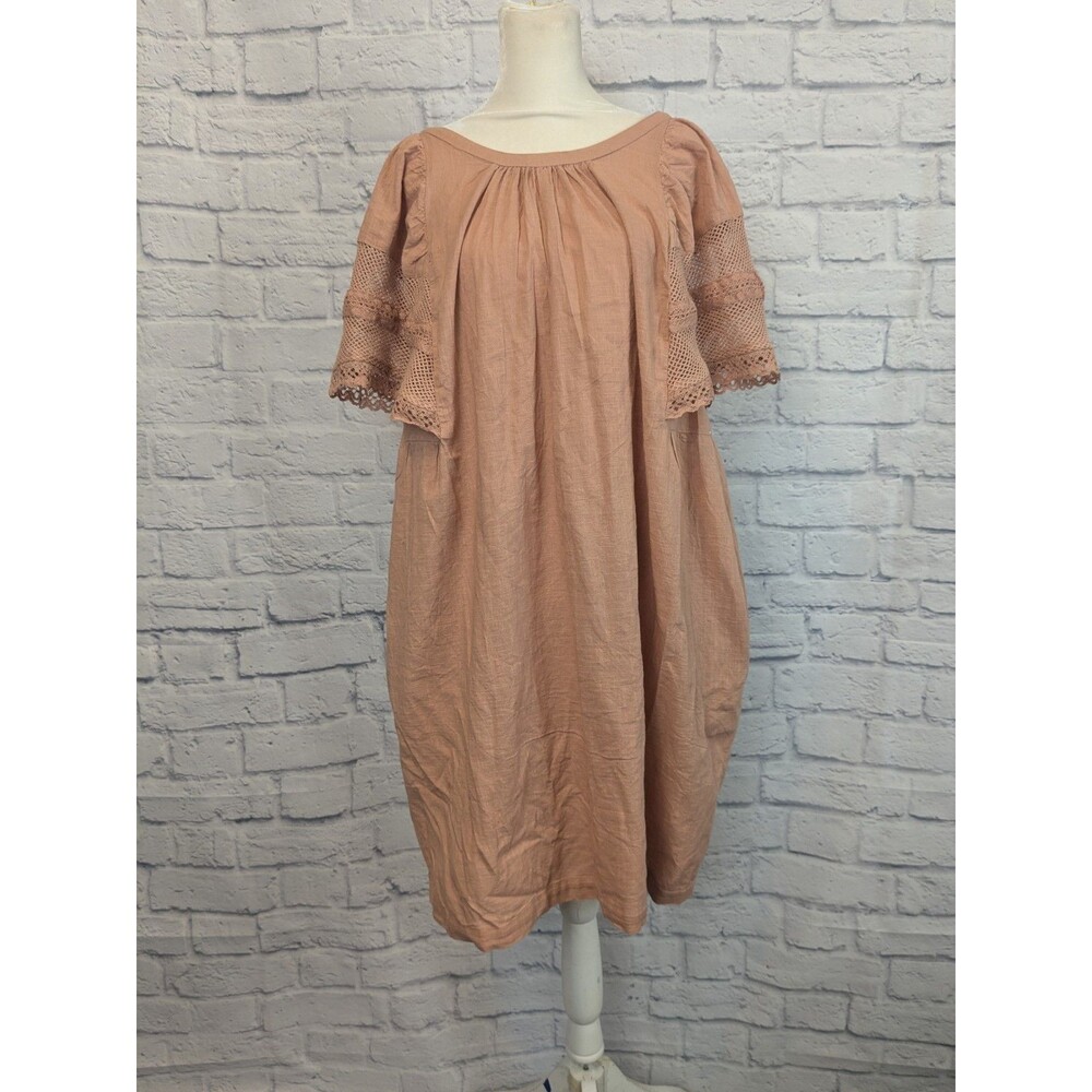 Old Navy Cotton crochet handkerchief‎ sleeve Dress Large Boho Lagen Look